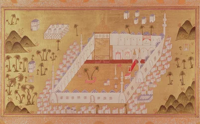 Vue de Médine et de la mosquée du Prophète Muhammad (pigments opaques sur papier)